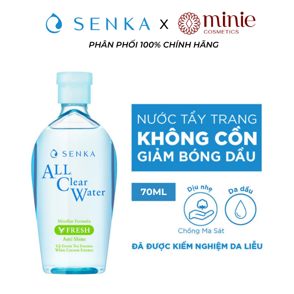 Nước tẩy trang kiểm soát dầu nhờn, ngừa mụn SENKA All Clear Water Micellar Formula Fresh Anti Shine 70ml