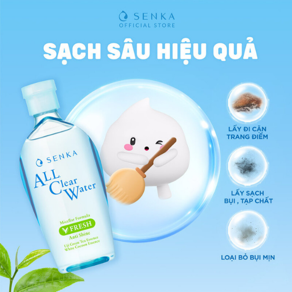 Nước tẩy trang kiểm soát dầu nhờn, ngừa mụn SENKA All Clear Water Micellar Formula Fresh Anti Shine 70ml