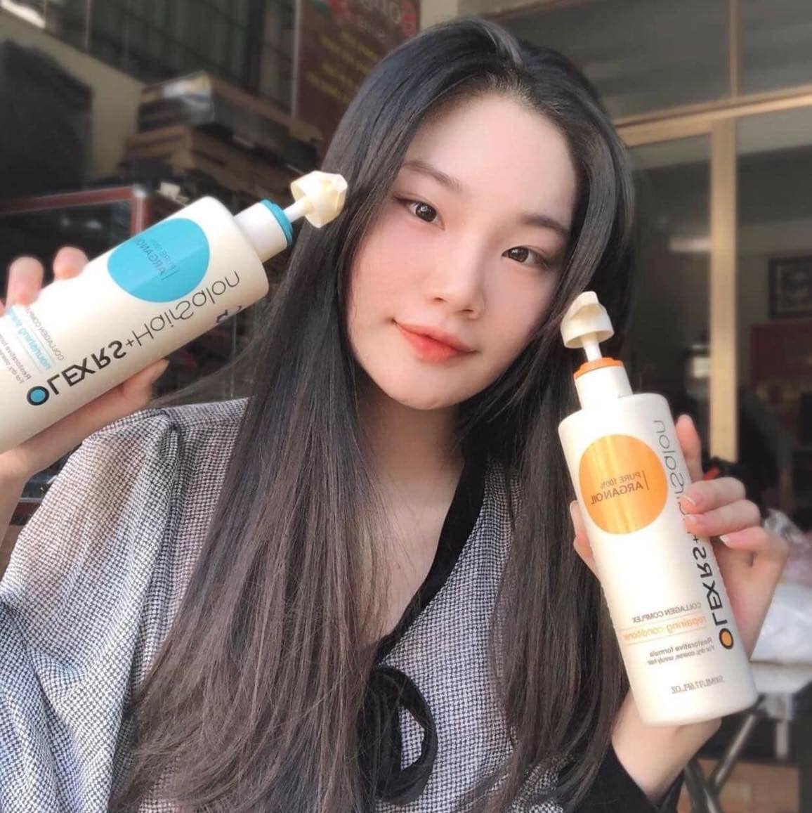 Bộ Gội Xả Ngăn Ngừa Rụng Tóc Olexrs + Hair Salon Pure 100% Argan Oil