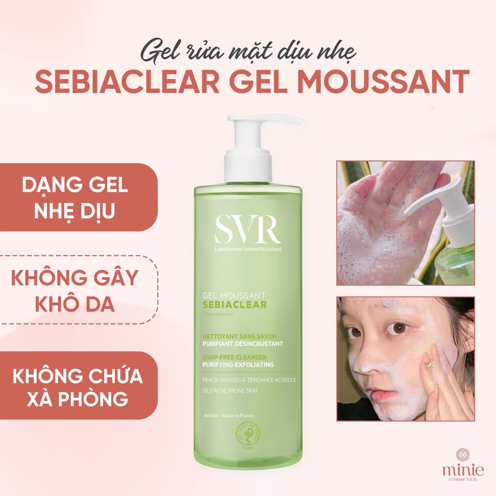 Gel Rửa Mặt SVR Không Chứa Xà Phòng Cho Da Dầu và Da Nhạy cảm