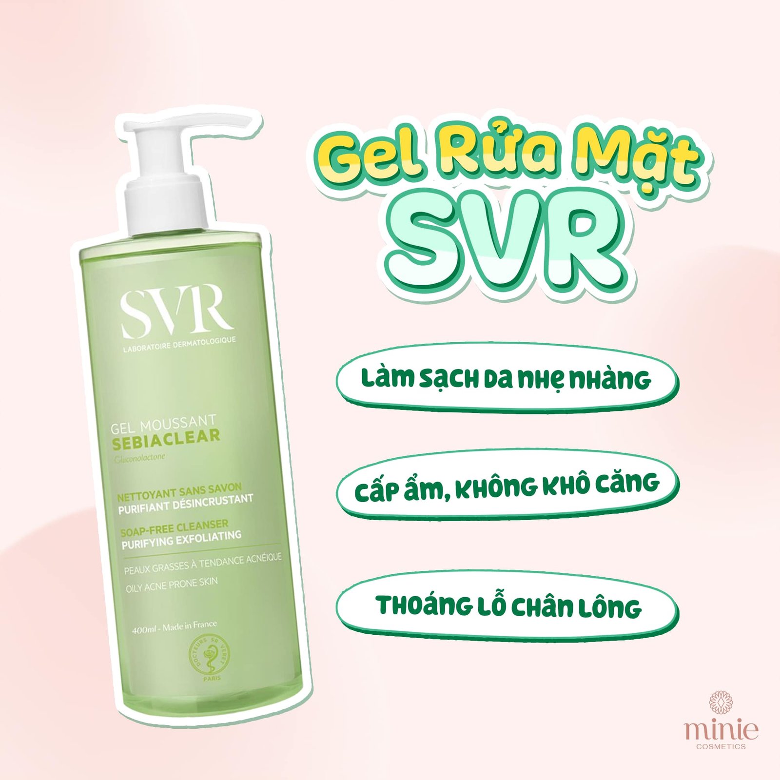 Gel Rửa Mặt SVR Không Chứa Xà Phòng Cho Da Dầu và Da Nhạy cảm