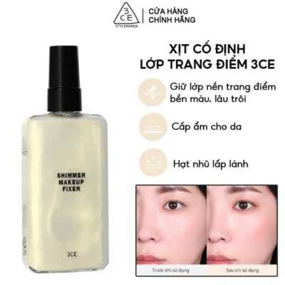 Xịt khóa lớp trang điểm 3CE Shimmer Makeup Fixer 95ml