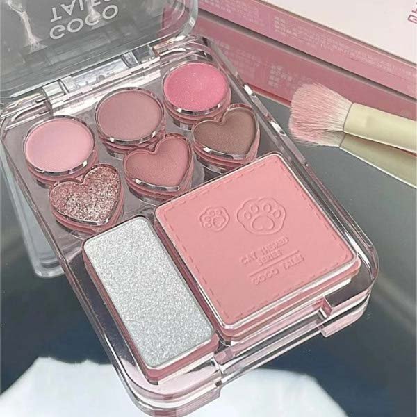 Bảng Phấn Mắt Và Má 8 Ô Gogo Tales Stick Sweet Heart Powder Blusher Eyeshadow Palette G01 9.5g