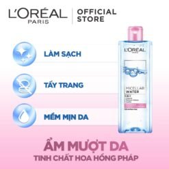 Nước Tẩy Trang Dành Cho Da Thường, Da Khô, Da Nhạy Cảm Và Da Make Up Đậm L'ORÉAL PARIS Micellar Water 3IN1 Refreshing Even For Sensitive Skin 250ml