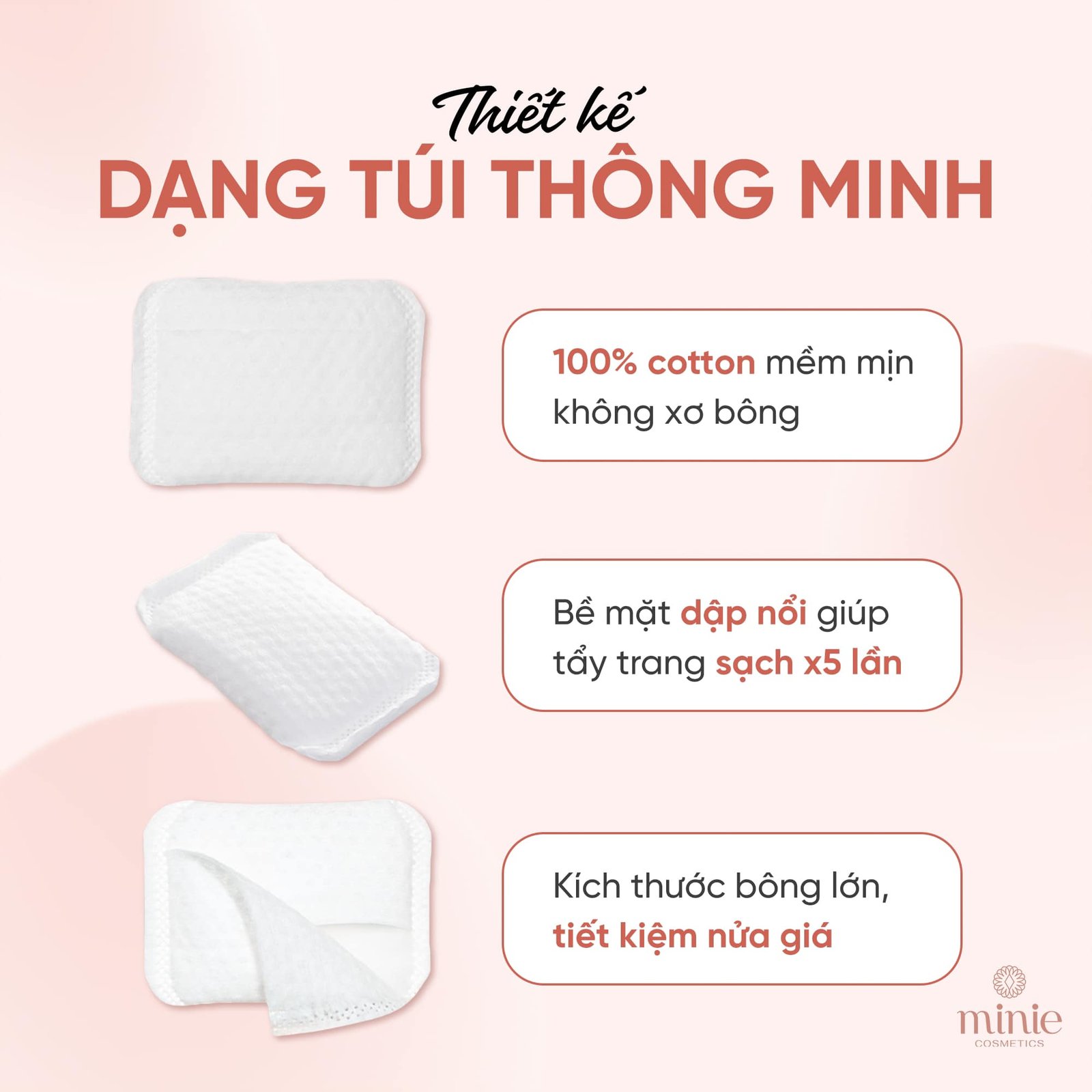 Bông Tẩy Trang Hotosu Hộp 80 Miếng Embossed Cotton Puffs