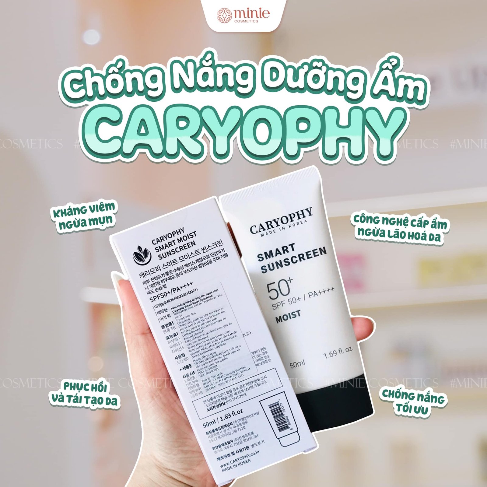 Kem Chống Nắng Caryophy Nâng Tone, Ngừa Mụn Smart Sunscreen SPF 50+ / PA+++ #Tone 50ml