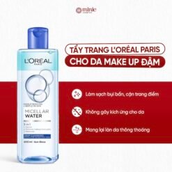 Nước Tẩy Trang Dành Cho Da Thường, Da Khô, Da Nhạy Cảm Và Da Make Up Đậm L'ORÉAL PARIS Micellar Water 3IN1 Refreshing Even For Sensitive Skin 250ml