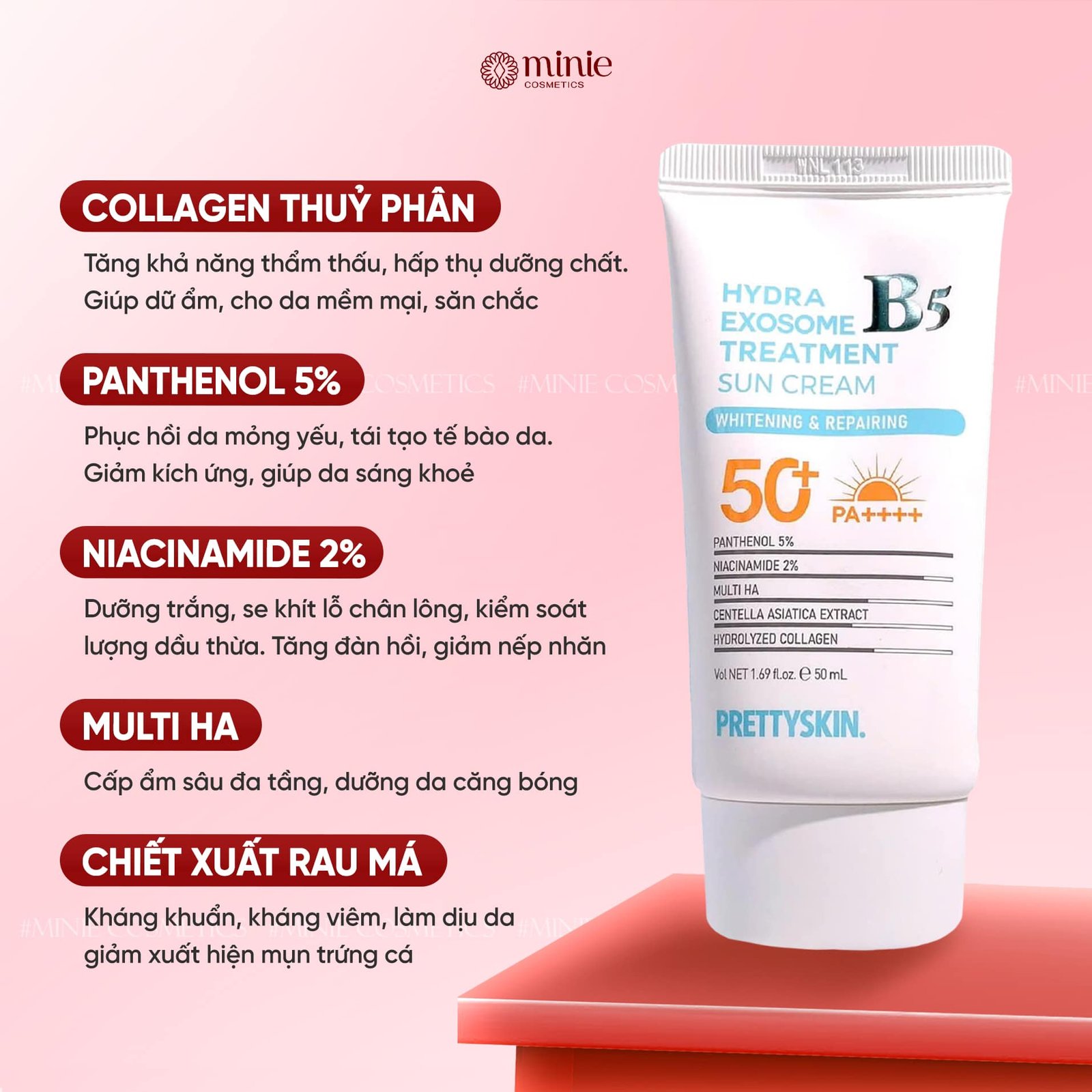 Kem chống nắng Pretty Skin Hydra B5 Exosome 50ml