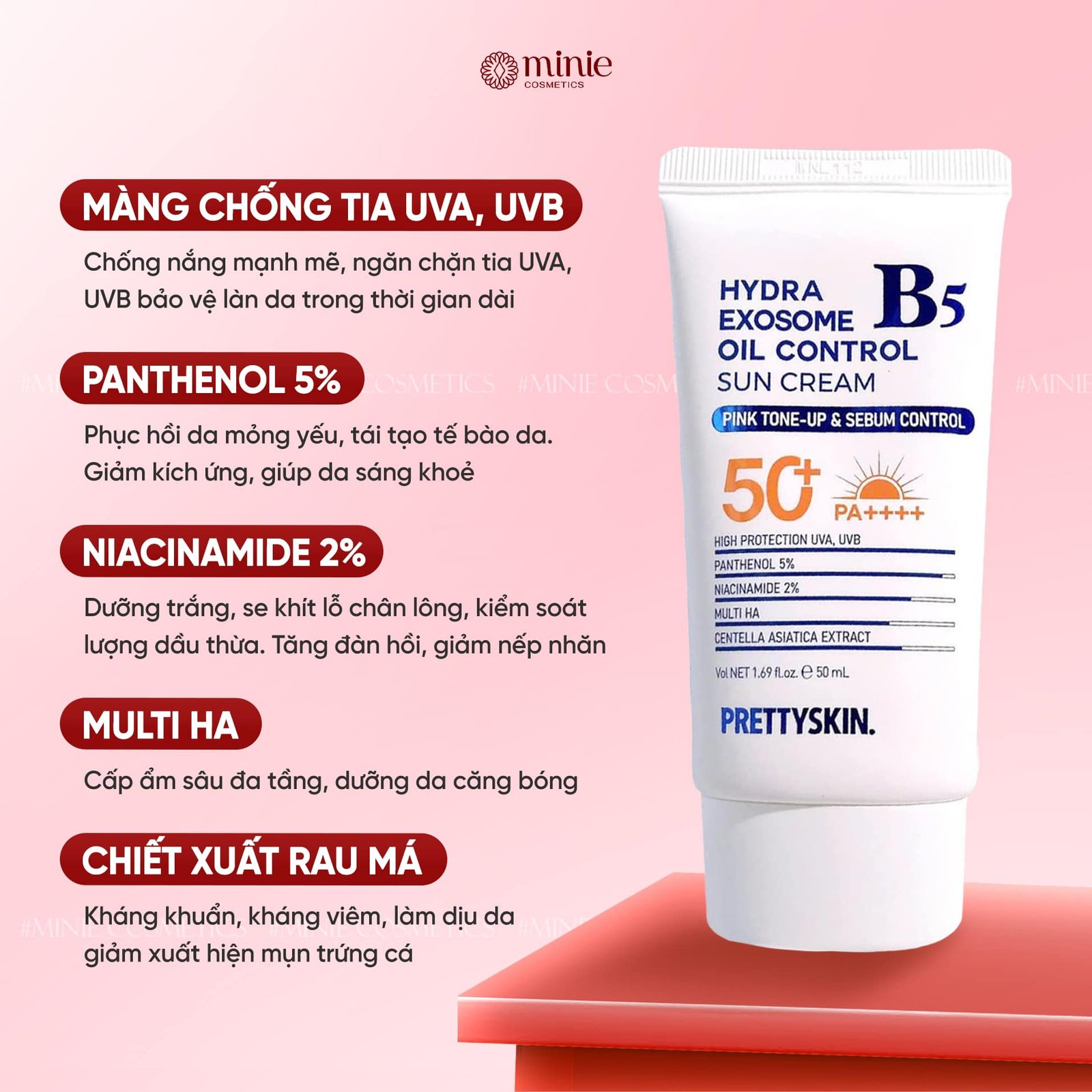 Kem chống nắng Pretty Skin Hydra B5 Exosome 50ml