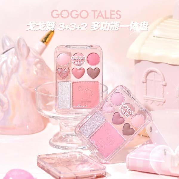 Bảng Phấn Mắt Và Má 8 Ô Gogo Tales Stick Sweet Heart Powder Blusher Eyeshadow Palette G01 9.5g