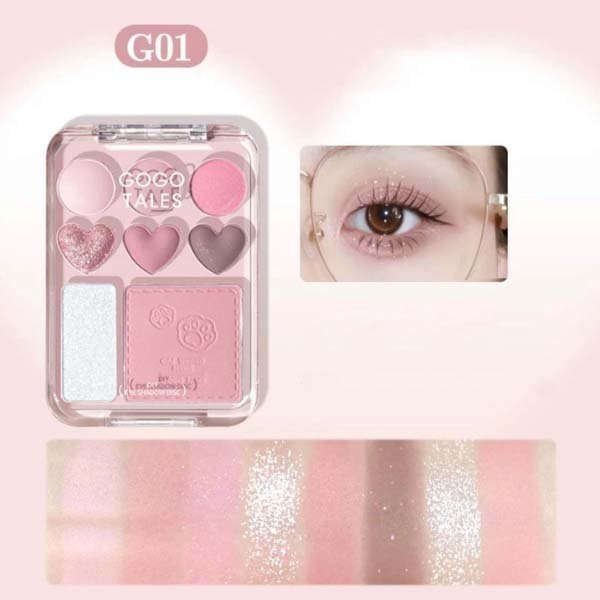 Bảng Phấn Mắt Và Má 8 Ô Gogo Tales Stick Sweet Heart Powder Blusher Eyeshadow Palette G01 9.5g