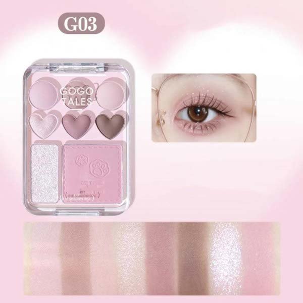 Bảng Phấn Mắt Và Má 8 Ô Gogo Tales Stick Sweet Heart Powder Blusher Eyeshadow Palette G01 9.5g