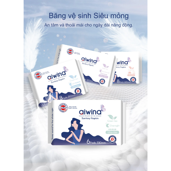 Băng vệ sinh AIWINA siêu mỏng cánh hương trà