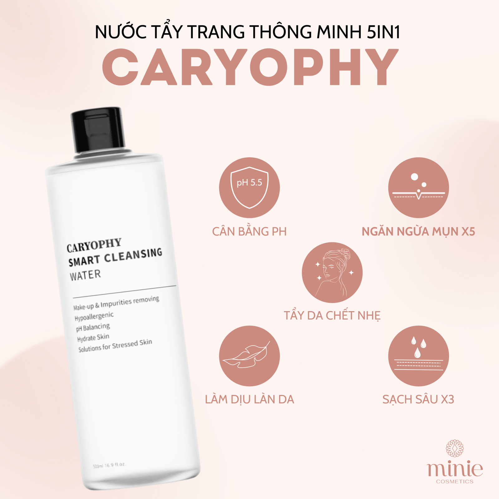 Nước Tẩy Trang Dành Cho Da Dầu Mụn Caryophy Smart Cleansing Water