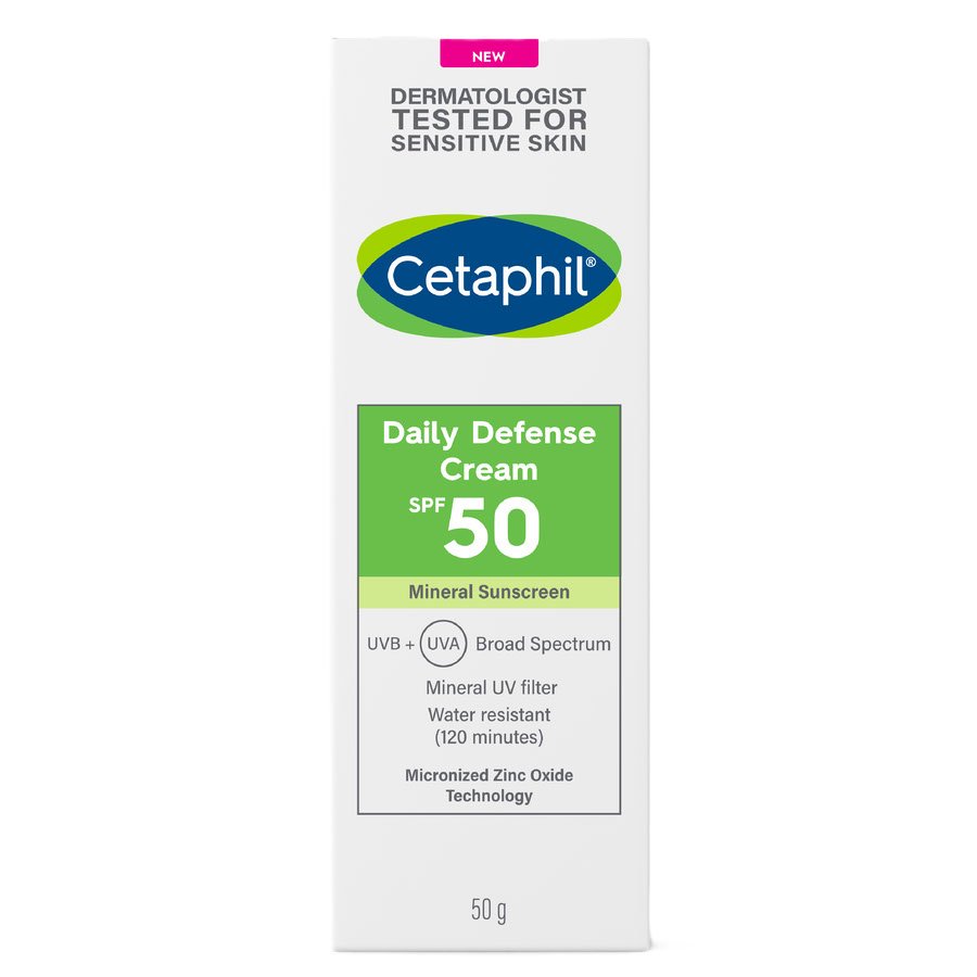 Kem chống nắng dưỡng ẩm nâng tone 2in1 cho da dầu nhạy cảm Cetaphil Daily Defense SPF50/PA++++ 50g