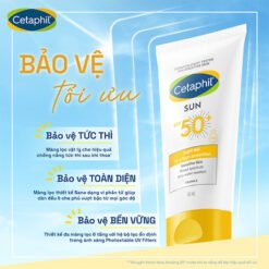Kem chống nắng vật lý dưỡng ẩm nâng tone 2in1 cho da khô nhạy cảm Cetaphil Light Gel SPF50+