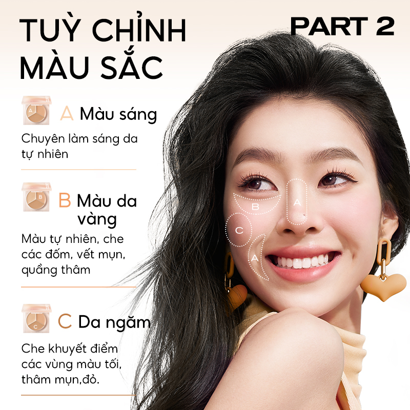Bảng kem che khuyết điểm 3 ô màu COLORKEY Targeting Three-colour Concealer Palette 3.9g