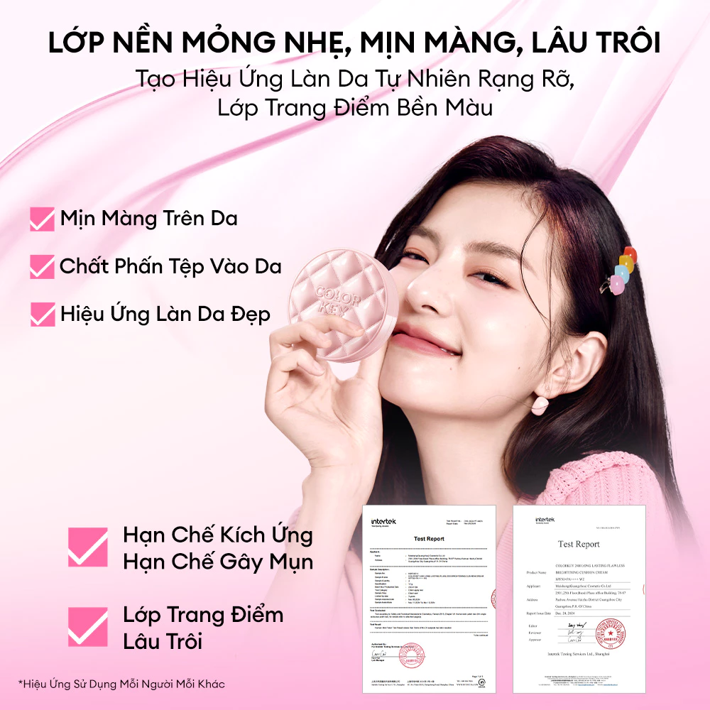 Cushion chống nắng mỏng nhẹ COLORKEY Long Lasting Flawless Brightening Cushion Cream SPF50+ PA++++