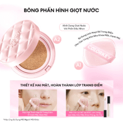 Cushion chống nắng mỏng nhẹ COLORKEY Long Lasting Flawless Brightening Cushion Cream SPF50+ PA++++
