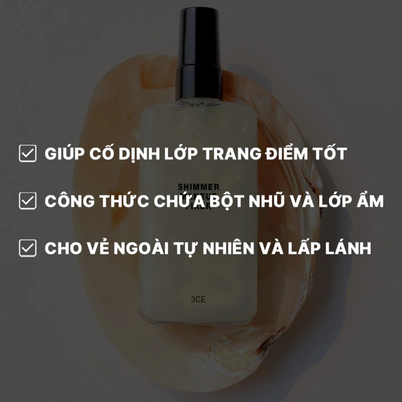 Xịt khóa lớp trang điểm 3CE Shimmer Makeup Fixer 95ml