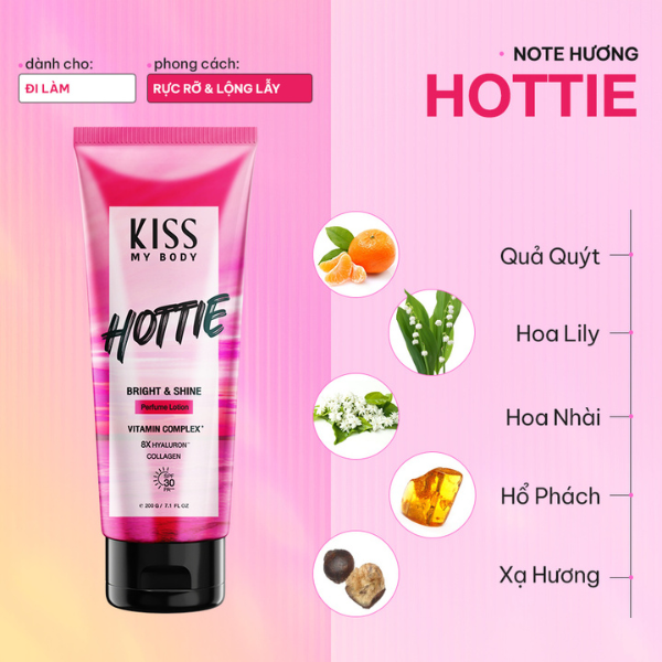 Sữa dưỡng trắng da toàn thân hương nước hoa KISS MY BODY