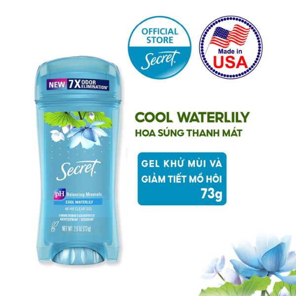 gel-khu-mui-secret-cool-waterlily Gel ngăn tiết mồ hôi và khử mùi suốt 48 giờ Secret 73g