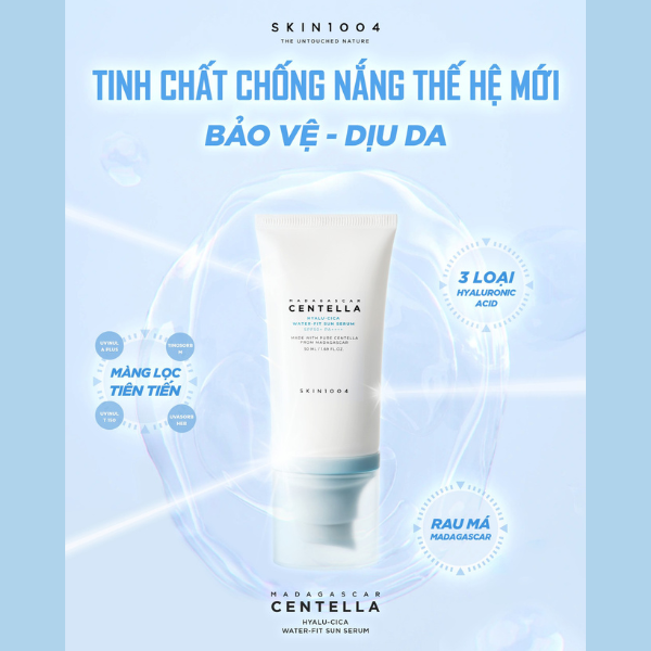 Kem Chống Nắng Phổ Rộng Dưỡng Ẩm SKIN1004 Madagascar Centella Hyalu-Cica Water-Fit Sun Serum SPF50+ PA++++ 50ml