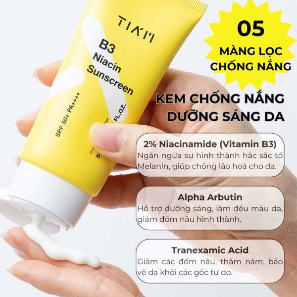 Kem Chống Nắng Phổ Rộng Dưỡng Trắng Da Mặt TIAM B3 Niacin Sunscreen SPF 50+ PA++++ 50ml