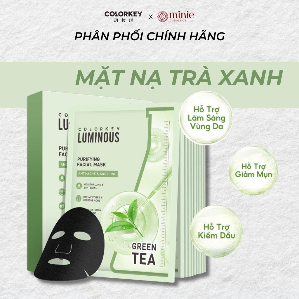 Mặt nạ hỗ trợ giảm mụn trà xanh Colorkey Luminous Purifying Facial Tea Tree Mask 25ml