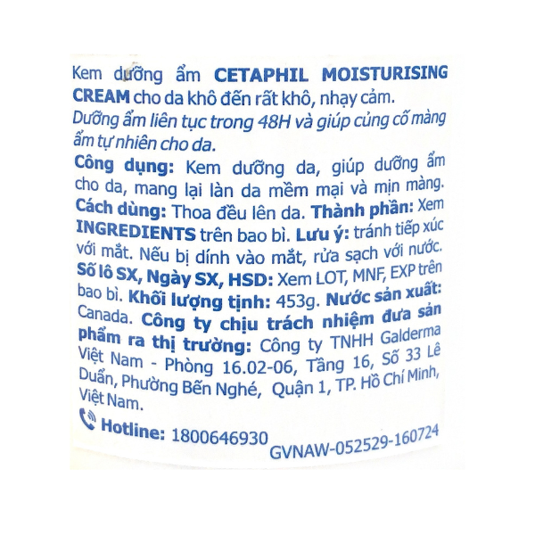 Kem dưỡng ẩm cho da nhạy cảm Cetaphil Moisturizing Cream