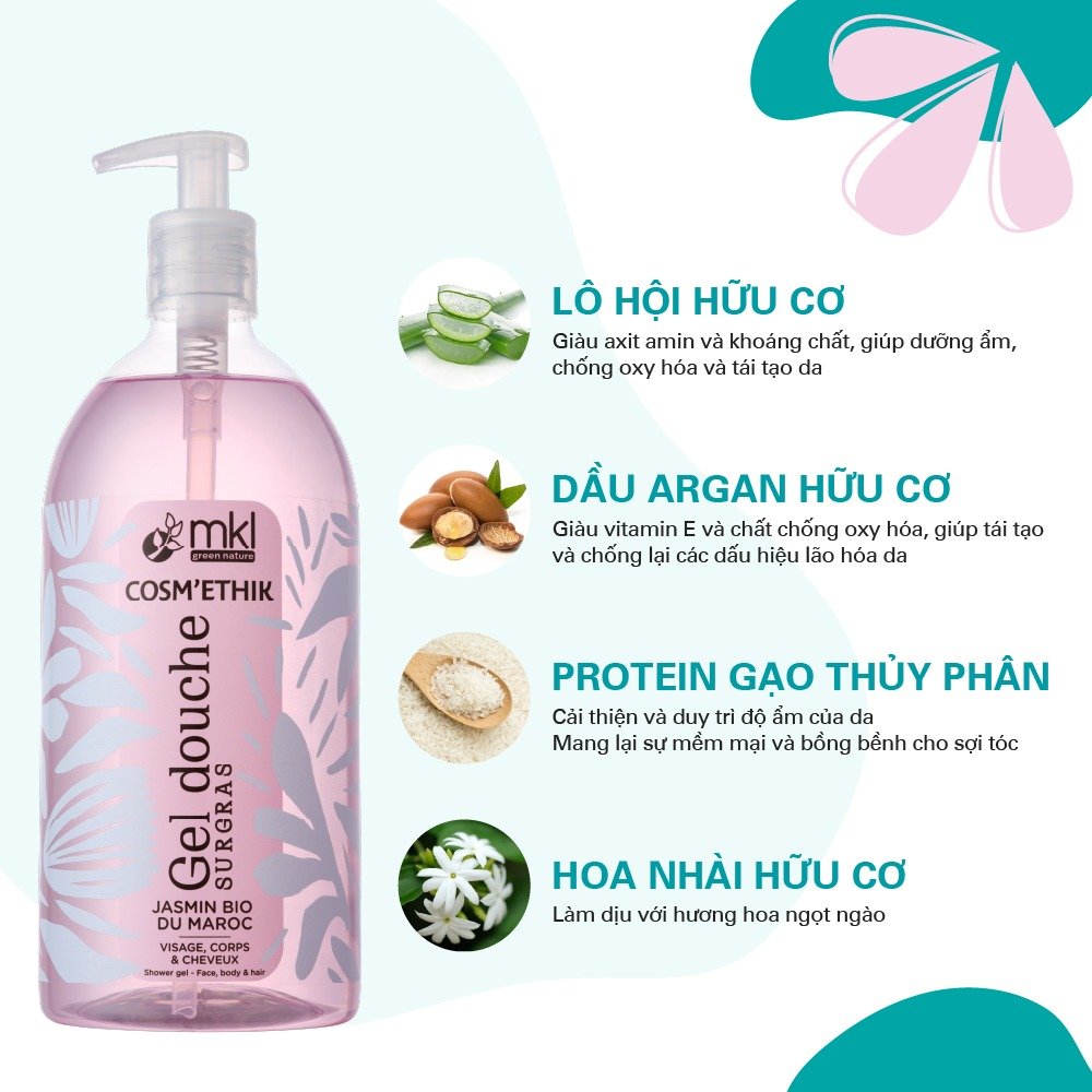 Sữa tắm cho da nhạy cảm MKL Green Nature Cosm'ethik Gel Douche Surgras 1000ml