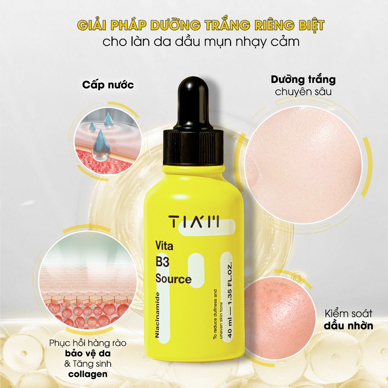Serum TIAM Vita B3 Source phục hồi và dưỡng trắng da mặt 40ml