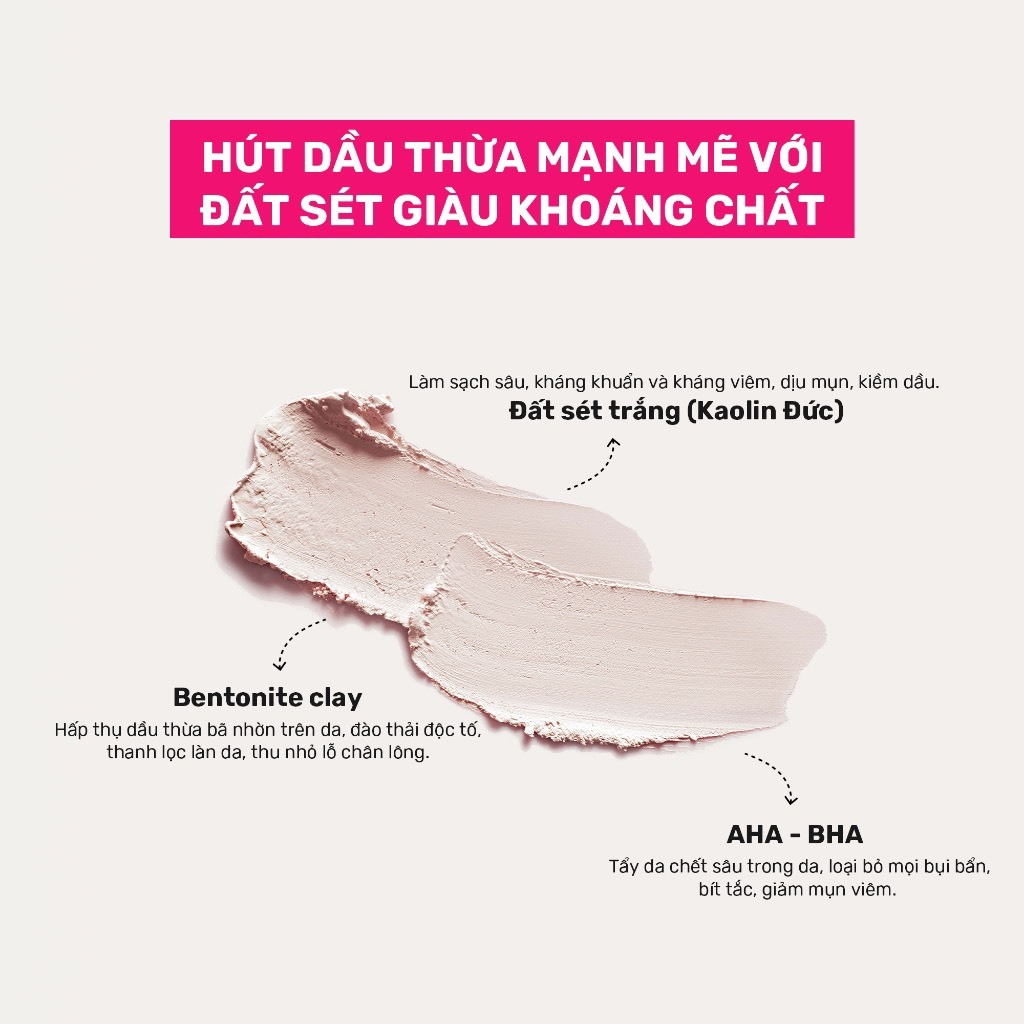 Mặt nạ đất sét thuần chay kiểm soát dầu nhờn cho da mụn DERLADIE VEGAN PINK CLAY MASK 60g