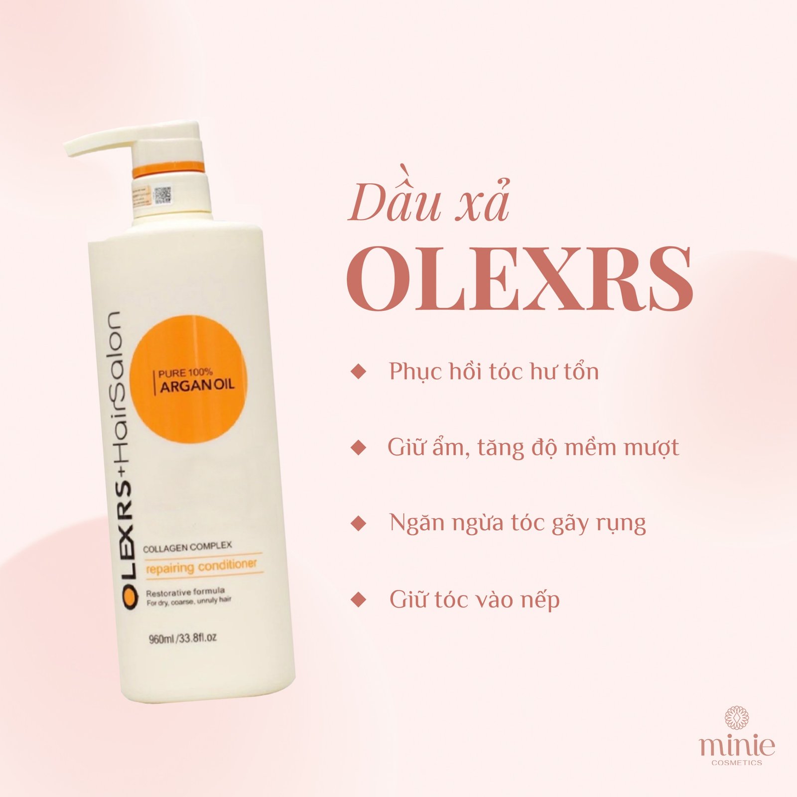 Bộ Gội Xả Ngăn Ngừa Rụng Tóc Olexrs + Hair Salon Pure 100% Argan Oil