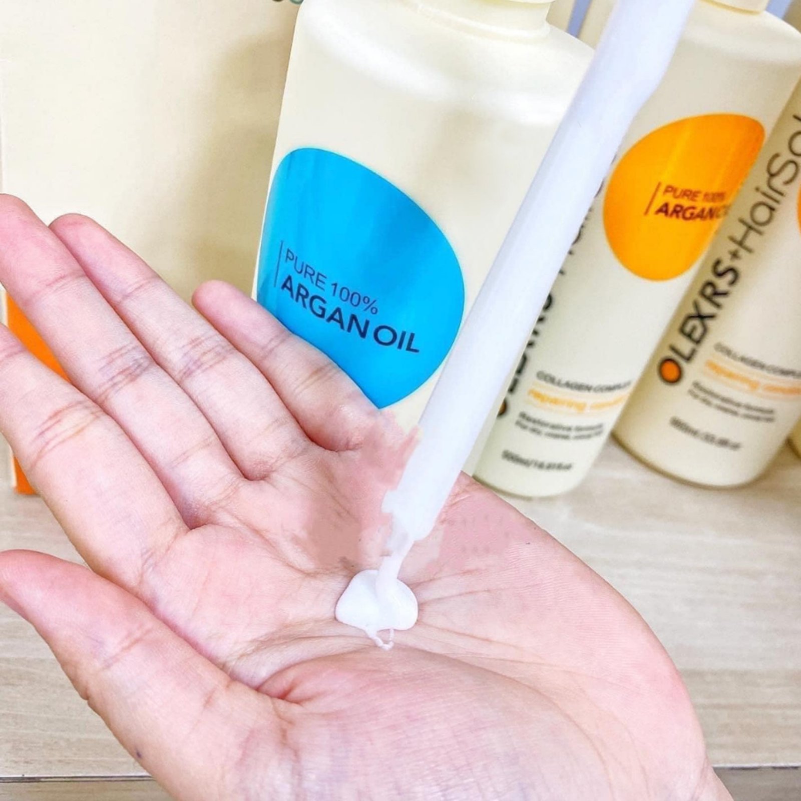 Bộ Gội Xả Ngăn Ngừa Rụng Tóc Olexrs + Hair Salon Pure 100% Argan Oil