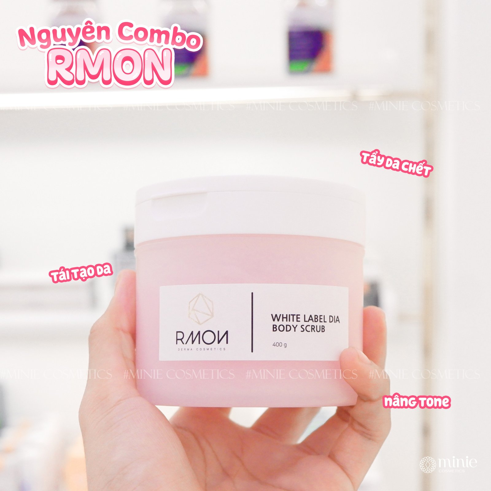 Tẩy tế bào chết body muối hồng RMON White Label Dia Body Scrub 400g