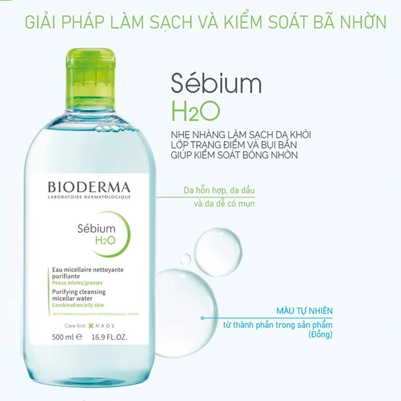 Nước Tẩy Trang Bioderma Sébium H2O Dành Cho Da Dầu & Hỗn Hợp