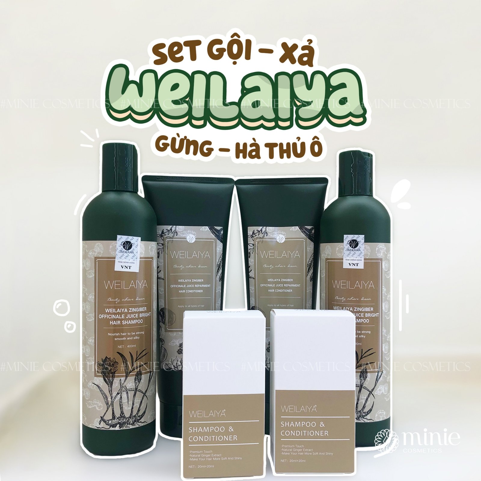 Bộ Dầu Gội Và Xả Hà Thủ Ô Weilaiya Hair Strength Shampoo & Conditioner