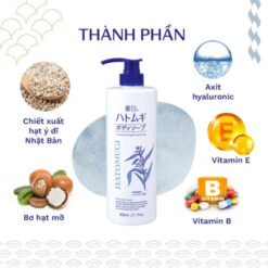 Sữa Tắm Dưỡng Ẩm, Trắng Da Chiết Xuất Ý Dĩ Nhật Bản Hatomugi Moisturizing & Washing The Body Soap 800ml