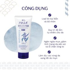 Sữa Rửa Mặt Tẩy Trang Hatomugi Dưỡng Sáng Da Reihaku Hatomugi W Cleansing Foam 130g