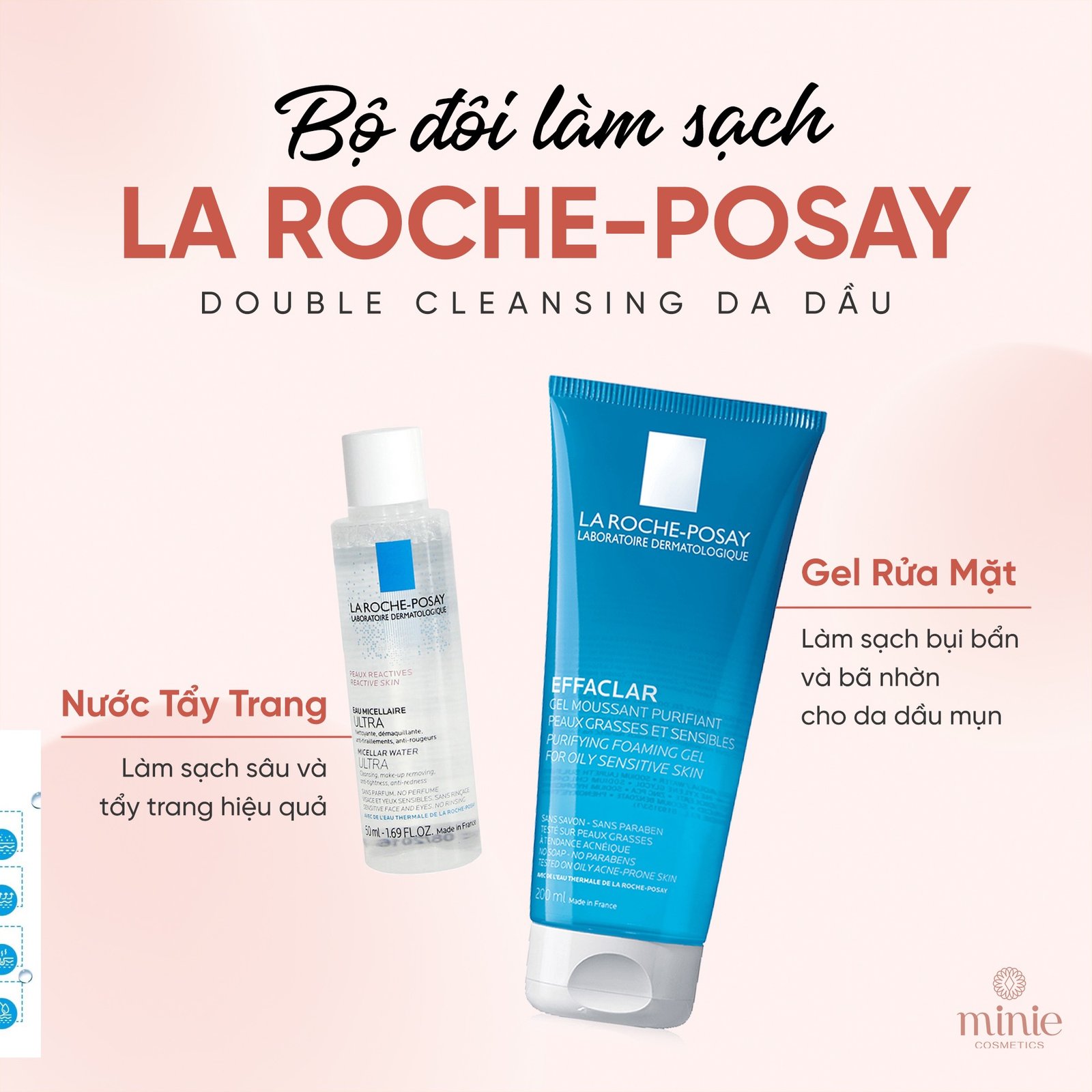 Bộ Đôi La Roche-Posay Làm Sạch Sâu Cho Da Dầu, Nhạy Cảm Effaclar Purifying Foaming Gel 200ml + Micellar Water Ultra Sensitive Skin 50ml
