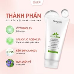 Sữa Rửa Mặt Làm Sạch Dịu Nhẹ Cho Da Dầu Mụn BABE Stop AKN Purifying Cleansing Gel (100ml)