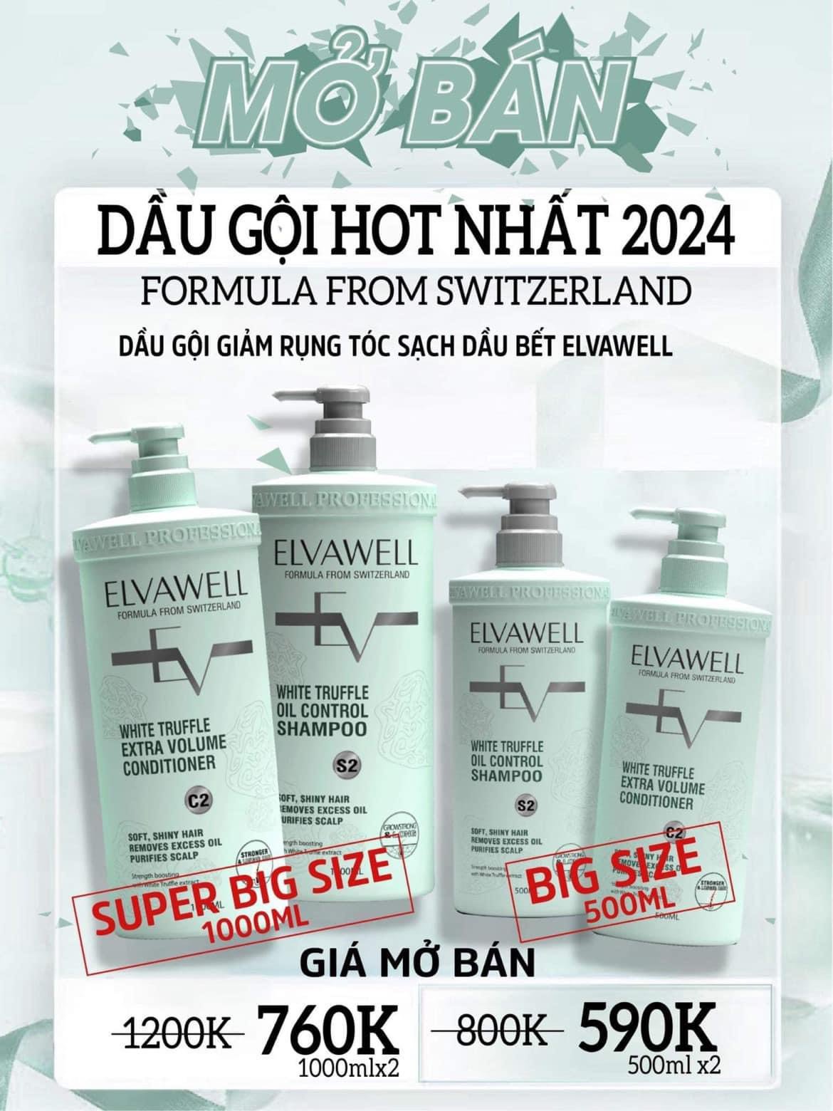 Bộ gội xả giảm gàu giảm rụng tóc và phục hồi hư tổn ELVAWELL