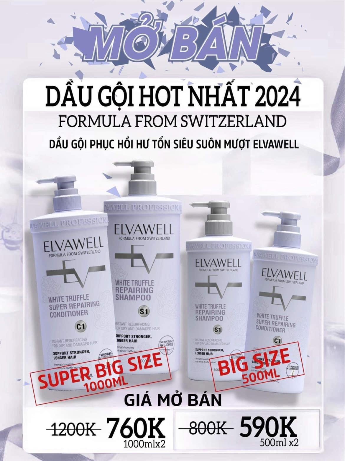Bộ gội xả giảm gàu giảm rụng tóc và phục hồi hư tổn ELVAWELL