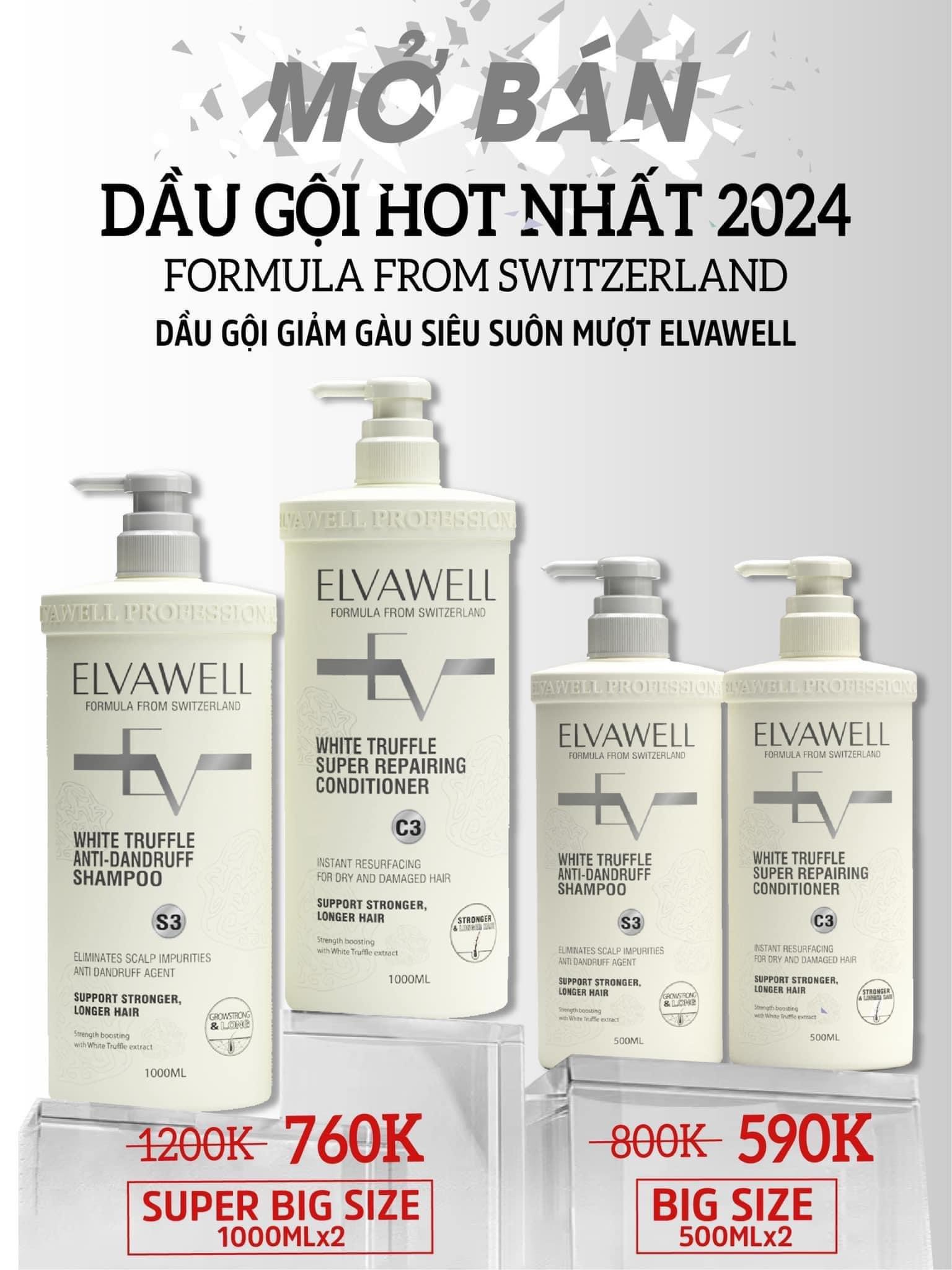 Bộ gội xả giảm gàu giảm rụng tóc và phục hồi hư tổn ELVAWELL
