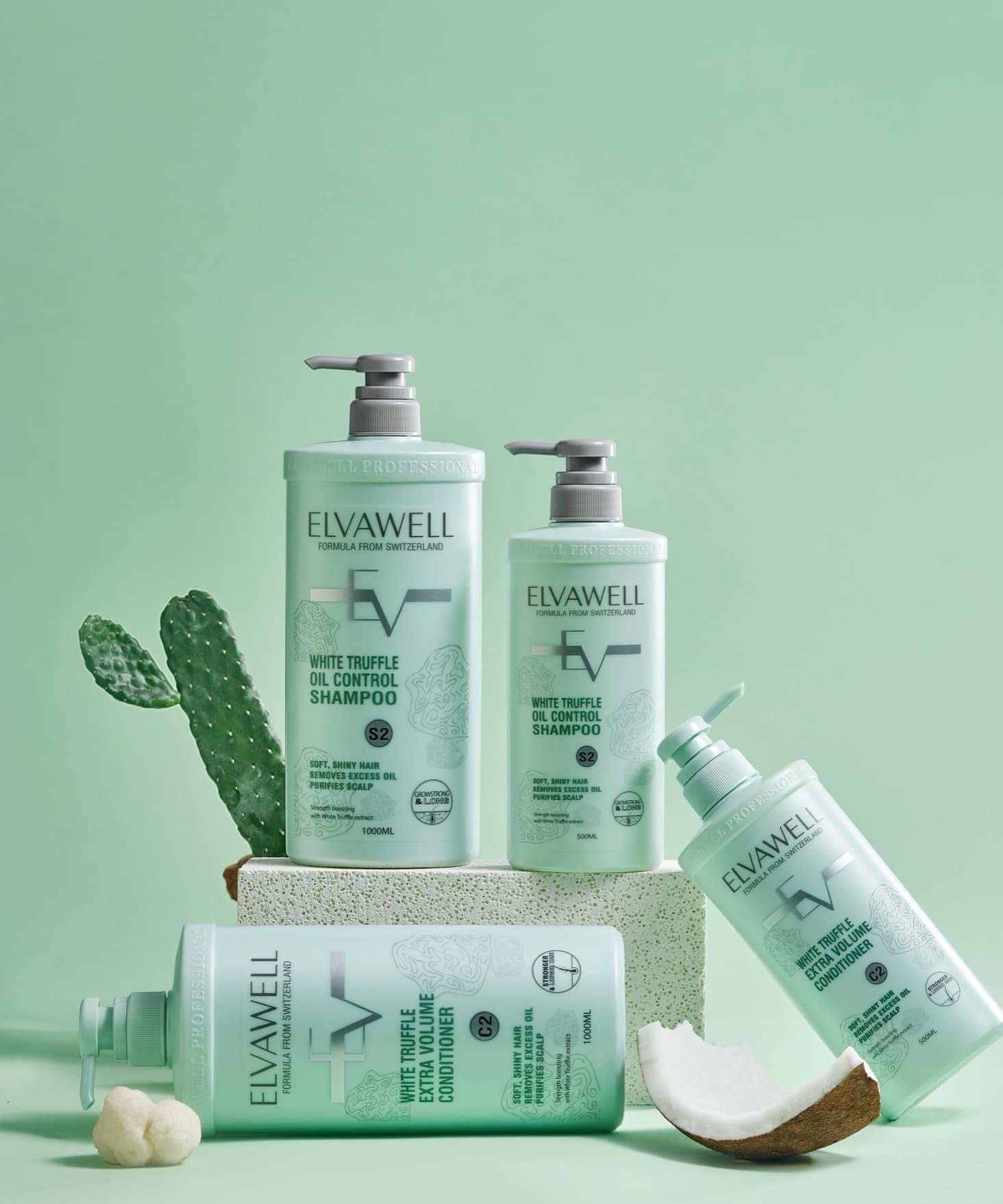 Bộ gội xả giảm gàu giảm rụng tóc và phục hồi hư tổn ELVAWELL