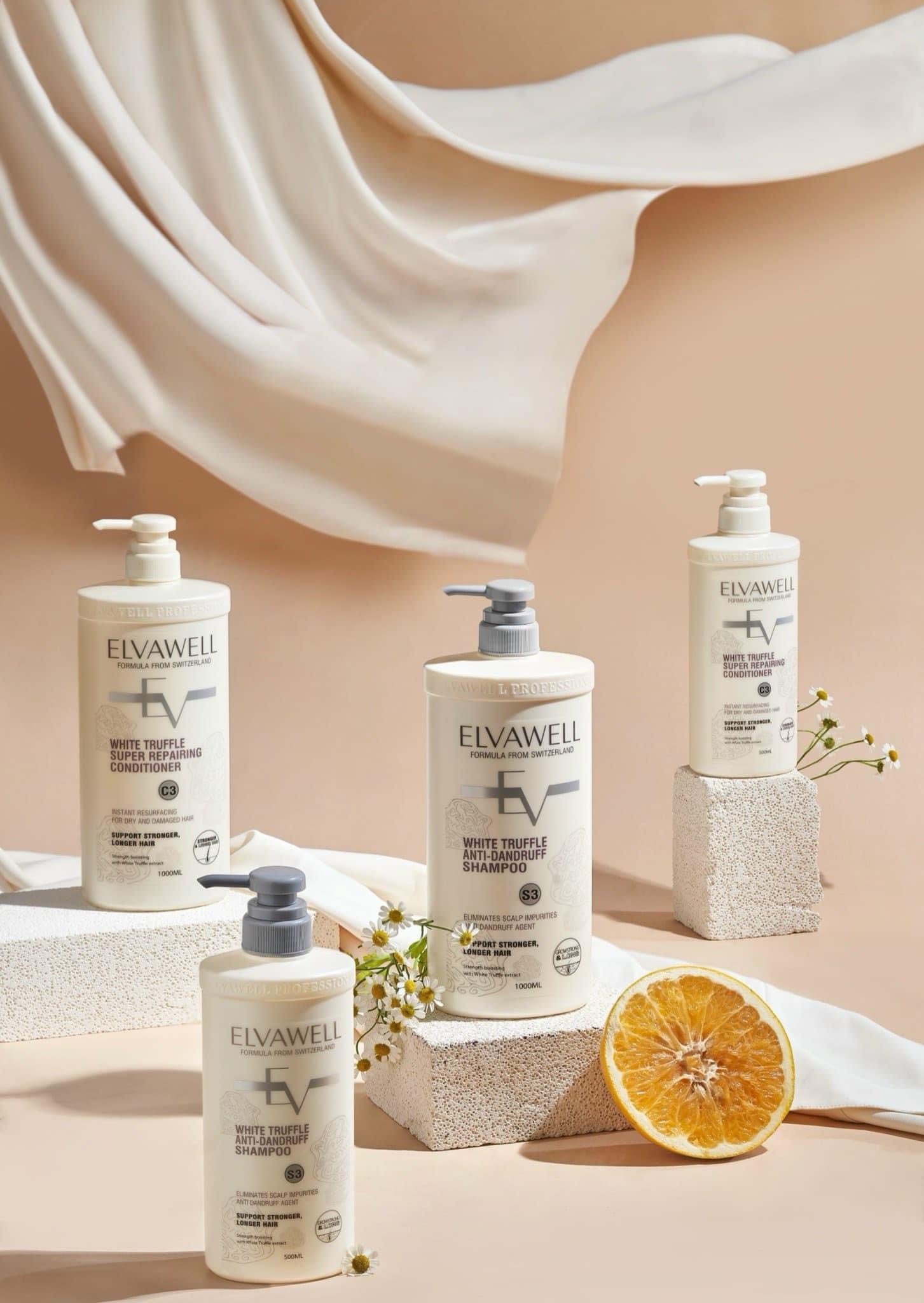 Bộ gội xả giảm gàu giảm rụng tóc và phục hồi hư tổn ELVAWELL