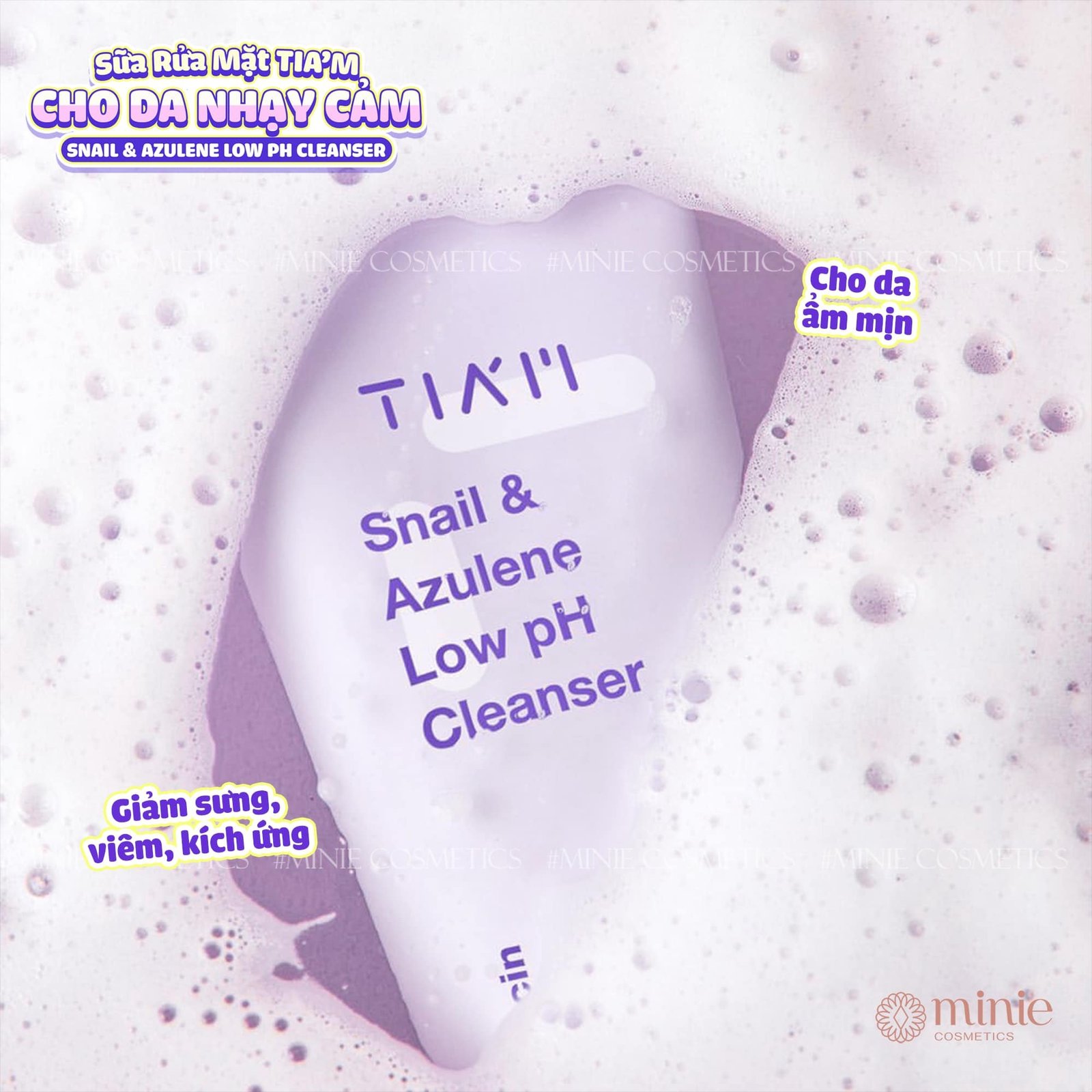 Sữa rửa mặt làm sạch dịu nhẹ cho mọi loại da TIA'M Snail & Azulene Low PH Cleanser