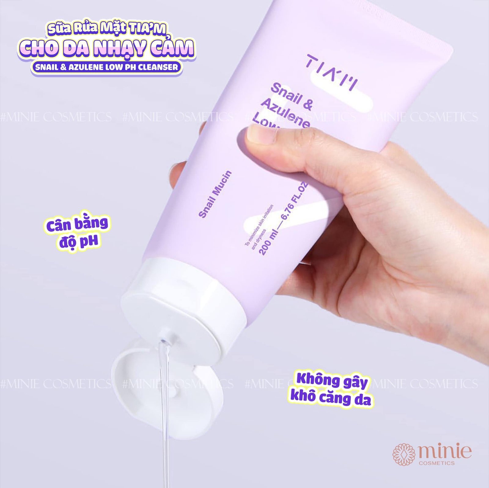 Sữa rửa mặt làm sạch dịu nhẹ cho mọi loại da TIA'M Snail & Azulene Low PH Cleanser