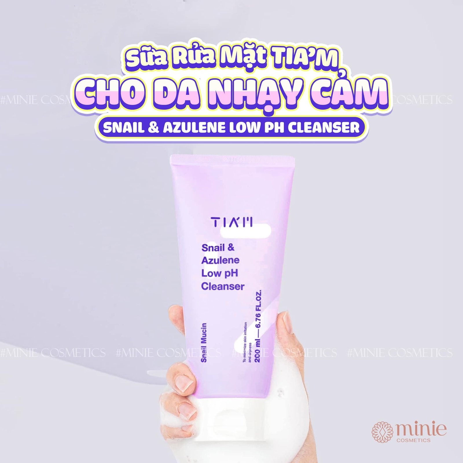 Sữa rửa mặt làm sạch dịu nhẹ cho mọi loại da TIA'M Snail & Azulene Low PH Cleanser